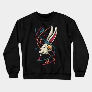 Cool Rabbit Listen Music Crewneck Sweatshirt